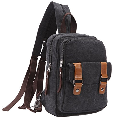 Arbag Small Cute Backpack Vintage Casual Canvas Shoulder Bag Daypack 8528bag,Black - color: Black