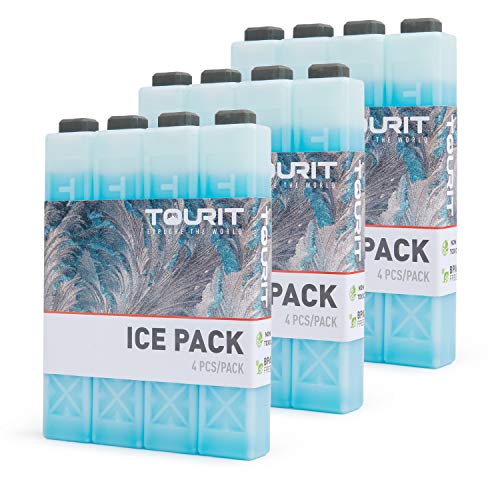 TOURIT Ice Packs for Coolers Reusable Long Lasting Freezer Packs for Lunch Bags/Boxes, Cooler Backpack - color: 12Pack-Blue, size: Large