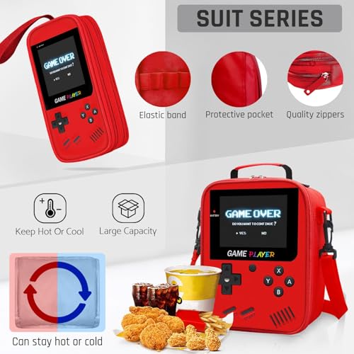 School Backpack for Boys,3pcs Gamer Boys Backpack with Lunch Box Set for Kids Children Teens Elementary Middle School,17" Large Capacity Student Bookbag & Multifunctional Video Game Travel Bag - color: Red-backpack Set