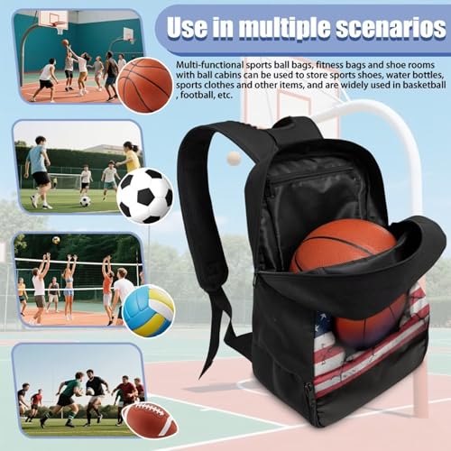 Basketball Backpack With Separate Ball Compartment And Shoes Fit Basketball Volleyball Football - color: American Basketball