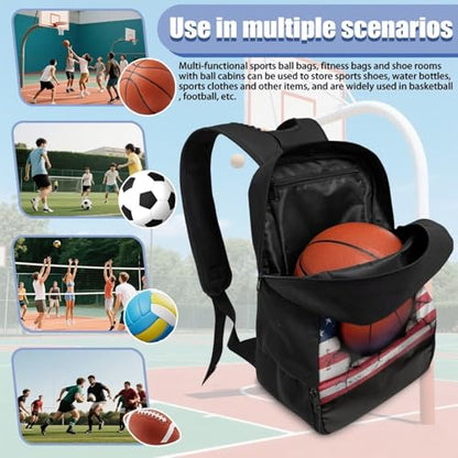 Basketball Backpack With Separate Ball Compartment And Shoes Fit Basketball Volleyball Football - color: American Basketball