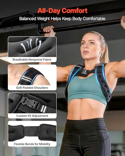 VEVOR Weighted Vest, 6lbs/8lbs/10lbs/25lbs Body Weight Vest for Men Women, with Reflective Stripe, Adjustable Buckle, Workout Equipment for Strength Training, Running, Jogging, Fitness, Muscle Building, Weight Loss - size: 6 lbs