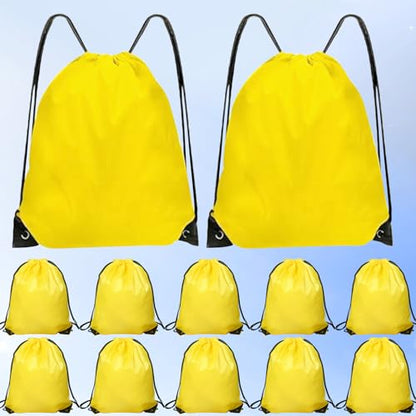 Drawstring Backpack 12PCS Bulk String Backpack Drawstring Bags Sport Gym Cinch Bag Nylon String Bag for Women Men (Yellow 12PCS) - color: Yellow 12pcs