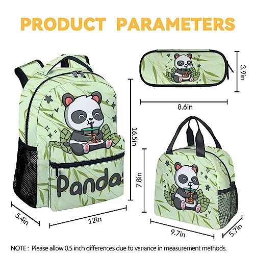 Panda Backpack with Lunch Box And Pencil Case, 16 Inch Panda Theme Bookbag with Adjustable Straps, Durable, Lightweight, Large Capacity, School Backpack for Girls Women - color: Panda1-2