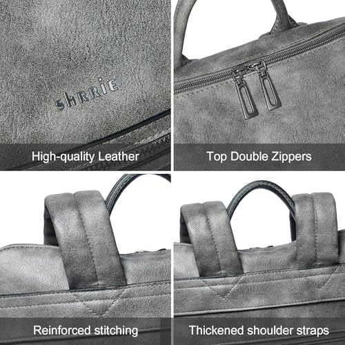 Shrrie 15.6 inch Laptop Backpack for Women,Large Leather Purse,Travel Backpacks Carry on,Water Resistant Casual Laptop Backpacks,College Backpack,Work Backpack for Women,Two-toned Deep Gray - color: Two-toned Deep Gray