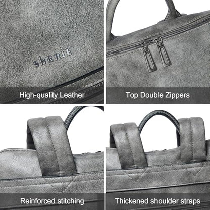 Shrrie 15.6 inch Laptop Backpack for Women,Large Leather Purse,Travel Backpacks Carry on,Water Resistant Casual Laptop Backpacks,College Backpack,Work Backpack for Women,Two-toned Deep Gray - color: Two-toned Deep Gray