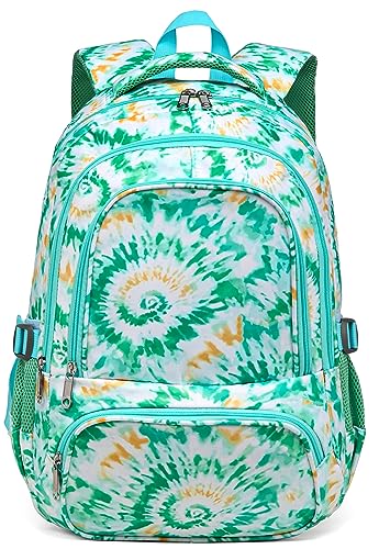 BLUEFAIRY Kids Backpack for Girls Elementary Primary Middle School Bags for Aged 8-10 for Teens Childs Bookbags Back to School Book Bags Gifts Mochilas para Niñas de 6 7 8 9 10 Años Tie-dye Green - color: Forest Green