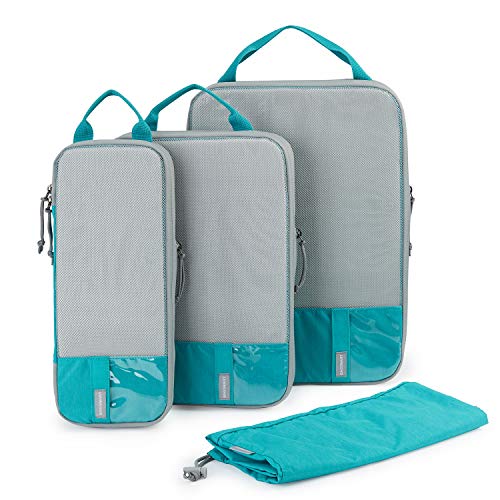 BAGSMART 6 Set /4 Set/2 Set Compression Packing Cubes for Travel, Lightweight Luggage Organizer Bags, Durable Space Saver Bags Travel Essentials - color: Process Cyan, size: Set of 4