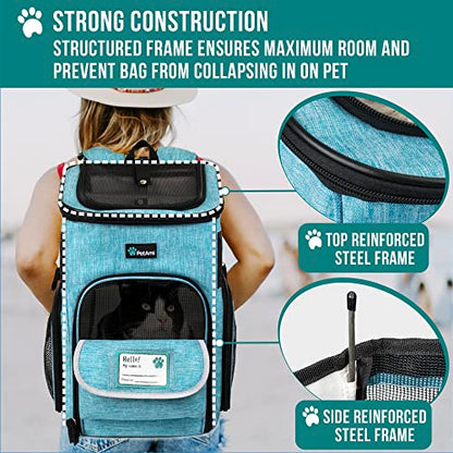 PetAmi Dog Backpack Carrier, Airline Approved 4-Way Entry Cat Backpack Carrier, Ventilated Mesh, Collapsible Pet Carrier for Small Puppy, Kitten, Hiking, Travel Car, Vet, up to 18 lbs, Turquoise - color: Turquoise