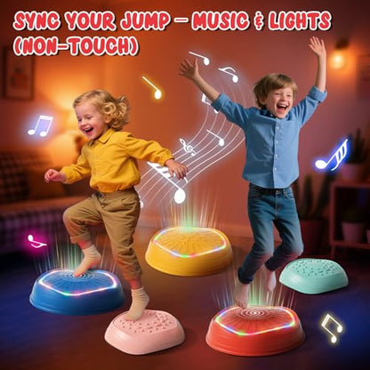 Lehoo Castle Stepping Stones for Kids, Non-Slip Toddler Stepping Stones, Indoor & Outdoor Sensory Toys for Toddlers 1-3, Balance Board Obstacle Course for Kids 3-5 - style: Light