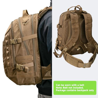 EXCELLENT ELITE SPANKER 43L Tactical Military Backpack for Men and Women Large Rucksack Assault Pack Bag for Outdoor Camping, Hiking,Travel Backpacking(Coyote Brown) - color: Coyote Brown