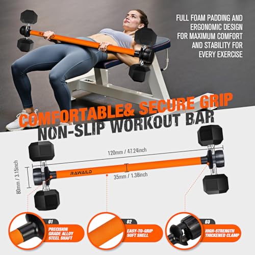 Dumbbell Converter, Convert Dumbbells to Barbell Set, Weight Bar for Bench Presses, Squats, Hip Thrust, Deadlifts, Home Weightlifting and Strength Training, Versatile Home Gym Equipment - color: 1-Orange