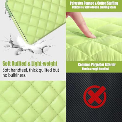 Puffy Quilted Laptop Sleeve with a Removable Shoulder Strap Compatible with MacBook Air 13 inch M2 A2681 M1 A2337 A2179 A1932 2023-2018/Pro 13 M2 M1 A2338 A2251 A2289 A2159 A1989 A1706 A1708 - color: Sleeve - Green, size: 13 inch