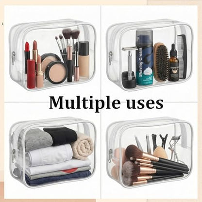 20 Packs Clear Makeup Bag, Bulk Makeup Bags Waterproof PVC Toiletry Bag with Zipper for Travel, Cosmetic Bags for Women Men, Clear Diaper Bag Organizer Pouches (White) - color: 20 white