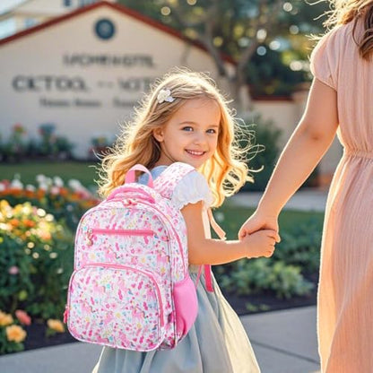 RHCPFOVR Kids Backpack for Girls - Girls Backpack 3-8 Ages Unicorn for Kids 15 Inch School Bookbag for Kindergarten Elementary School Bookbag for Girl 1st 2nd Grade - style: Pink Unicorn Garden