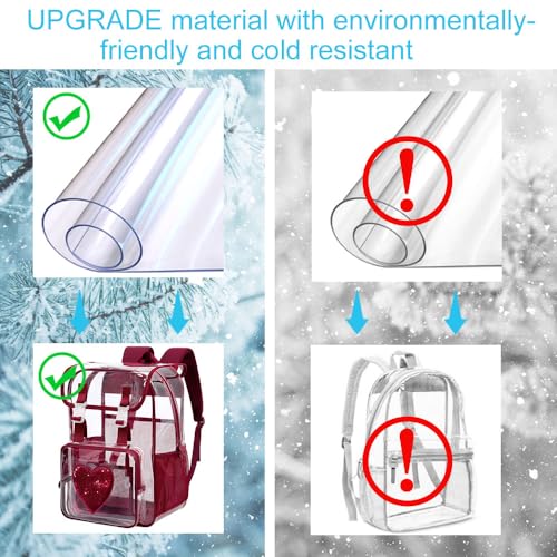 17" Clear Backpack for Girls, School Kids Transparent Bookbag Set, 3Pcs Stadium Approved See Through Backpack with Lunch Box (Dark Red) - color: Clear Sequins Dark Red