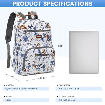 Diaper Bag Backpack, Large Baby Nappy Bags with Portable Changing Pad for Boys and GirlsMultifunction Travel Baby Bag for Moms Dads, Shower Gifts Waterproof and Stylish - color: Animal Beige