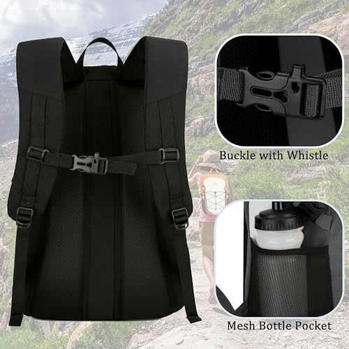 25L Lightweight Backpack for Cycling or Hiking, Hydration Pack Water Resistant,Climbing Backpack for Men Women (BLACK) - color: Black