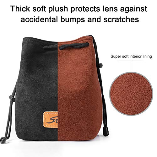 S-ZONE Soft Camera Bag DSLR Insert Handbag Drawstring Lens Case Compatible with Canon Nikon Sony - color: Black, size: Small