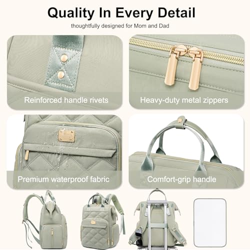 Weitars Diaper Bag Backpack Travel Diaper Backpack, Large Baby Diaper Bag with Changing Pad Baby Bag for Boys Girls, Insulated Pockets, Waterproof Baby Backpack for Mom & Maternity (Green) - color: Green