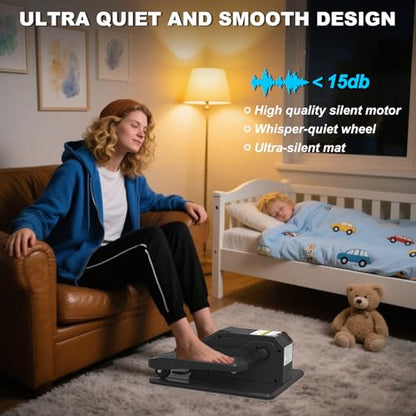 Under Desk Elliptical Machine, Electric Elliptical Leg Exerciser for Senior, Quiet and Compact Electric Seated Pedal Exerciser for Home with Monitor, Remote Control and 12 Adjustable Speeds - style: Black-pro