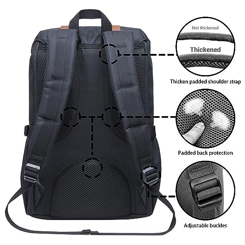 KAUKKO Laptop Outdoor Backpack Traveling Daypack Hiking Rucksack Large Capacity Bag Fits 15.6"(5-7-Black-NEW) - color: 5-7-black-new