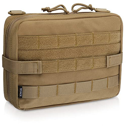 WYNEX Tactical Admin Molle Pouch, Medical EDC EMT Utility Bag Shell Design Attachment Pouches 1000D Nylon Hiking Belt Bags - color: Khaki