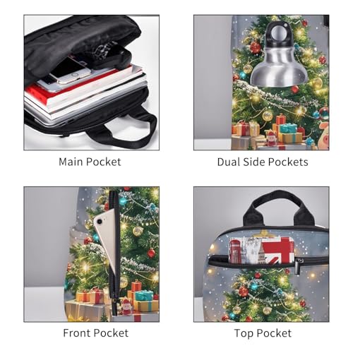 Travel Backpack for Women Men Christmas Tree and Piggy Daypack 15 inch Lightweight Computer Bag Casual Back Pack - color: Christmas Tree and Piggy