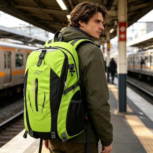 Outdoor Hiking Backpack,Lightweight Travel Daypack,Waterproof Multi-Function Sport Rucksack for Camping,Cycling,Mountaineering & Daily Outdoor Use(Green)