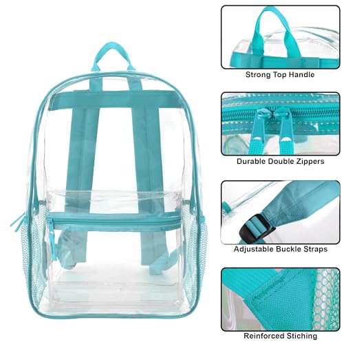Trail maker Bulk Clear Backpacks Wholesale for School 24 Pack Clear Backpacks for Boys, Girls, School, Stadium, Travel - color: Turquoise Pack