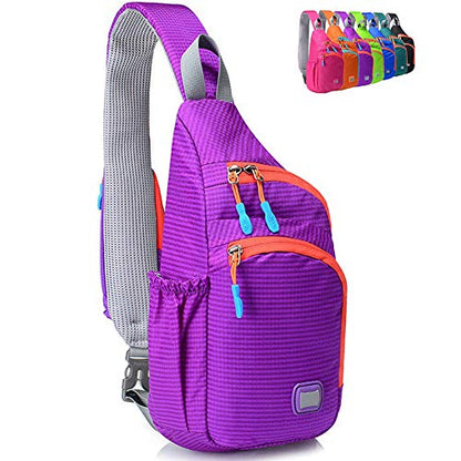Peicees Small Sling Backpack Waterproof Unisex Shoulder Bag Chest Crossbody Daypack - color: Purple, size: Small