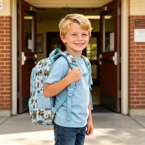 abshoo Lightweight Kids Backpack For Boys Bookbag (Excavator Checkered) | Multi-pocket,Front chest buckle,Reflective strip, Breathable widened strap, Elementary Kindergarten School Bags - color: Excavator Checkered