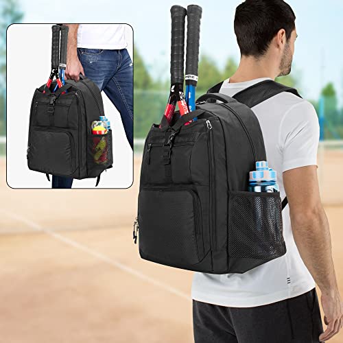 DSLEAF Tennis Bag for Men/Women to Hold 2 Rackets, Tennis Backpack with Separate Shoe Space for Tennis Sport - color: Black