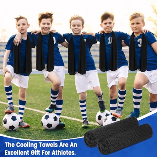 Hosuly 300 Pack Cooling Towels Bulk 40 x 12 Inch Large Chilly Breathable Sweat Sports Cold Towels Sublimation Microfiber Ice Neck Rag for Hot Weather Workout Gym Team Gift (Black) - color: Black
