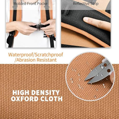Tool Bag Backpack, 75 Pockets & Loops Canvas Heavy Duty Tools Organizer Bags/HVAC Tool Carrier for Electrician/Construction Work with Molded Base and Combination Lock - Brown - color: Brown