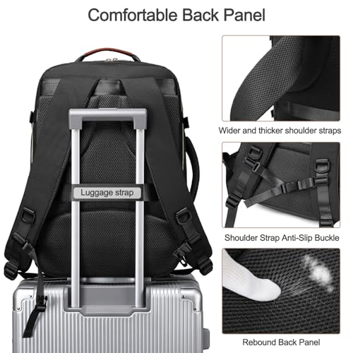 40L Travel Laptop Backpack for Women & Men, Airline Approved Carry On Luggage Overnight Bags, Waterproof Personal Item Bag, Weekender Essentials Backpacks Vacuum Backpack Black - color: Black