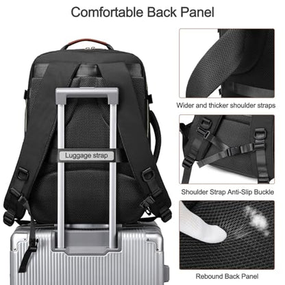 40L Travel Laptop Backpack for Women & Men, Airline Approved Carry On Luggage Overnight Bags, Waterproof Personal Item Bag, Weekender Essentials Backpacks Vacuum Backpack Black - color: Black