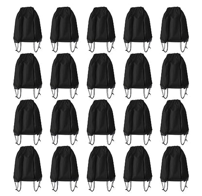 JohahaTim Drawstring Backpack Bulk 20 Pcs Draw String Bags DIY Gym Sports Traveling Yoga Cinch Bag Sackpack Drawstring (Black) - color: Black