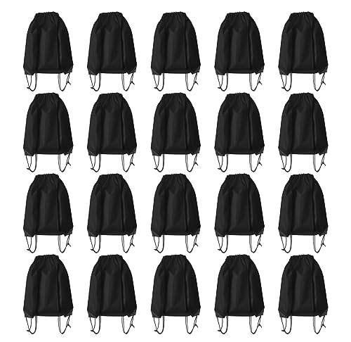 JohahaTim Drawstring Backpack Bulk 20 Pcs Draw String Bags DIY Gym Sports Traveling Yoga Cinch Bag Sackpack Drawstring (Black) - color: Black