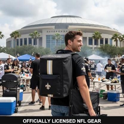 Cooler Backpack – Portable Soft Sided Ice Chest – Insulated Bag Holds 36 Cans - Football Gear – Show Your Team Spirit with Officially Licensed Fan Gear - style: New Orleans Saints