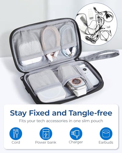 BAGSMART Small Travel Cable Organizer, Tech Accessories for Charger, Phone, Gray - color: Grey