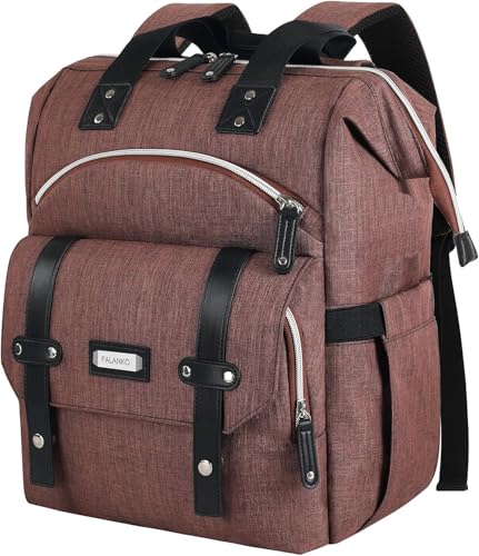 FALANKO Laptop Backpack for Women,Stylish Doctor Nurse Teacher Work Travel Backpack for 15.6 Inch Laptop with RFID Anti-theft Water Resistant College Purse Business Computer Bookbag-Rusty - color: Rusty01, size: 15.6 Inch