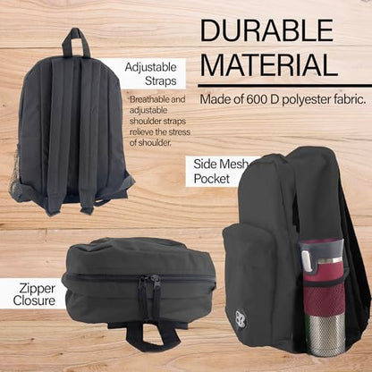 BAZIC 1050 Classic Backpack, Black, 17" - color: Black, size: 17"