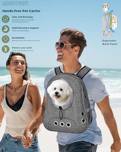 Small Dog Cat Chest Backpack Carrier,Large Space Ventilated Front Facing Backpack Carrier for Puppy,Lightweight Doggy Backpack for Hiking,Camping,Travel,Outdoor,Max 12 lbs(‌Gray) - color: ‌Gray