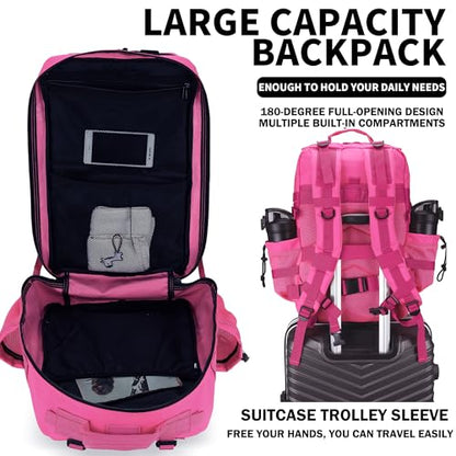 Military Tactical Backpack 45L/25L 3 Day Assault Pack Molle Daypack Hiking Backpack for Men and Women - color: Rose, size: 45L