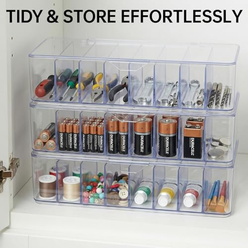 3 Pack Cable Organizer Box with Silicone Straps, Plastic Cord Management Box with Lid