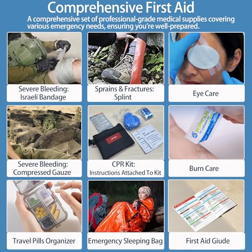 Comprehensive First Aid Kit for Home, Premium Emergency Trauma Kits with Shoulder Strap for Car Camping Gear, Waterproof Survival Kit, Home Essentials, Outdoor Emergency Medical Supplies -324 Piece - size: Max
