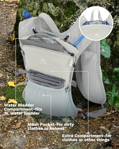 Running Vest for Women and Men, Hydration Running Backpack, Runners Vest, Hydration Vest, with Front Phone Holder, Adjustable Chest and Waist Strap - color: Gray White, size: Bladder and Backpack