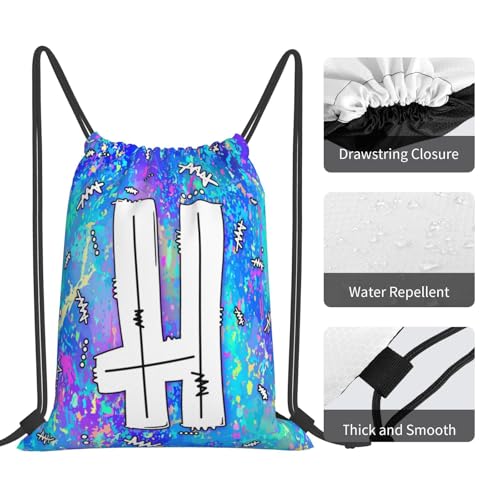 Drawstring Backpack Bag Sport Gym Sackpack Initial Blue Draw String Cinch Bags Bulk String Backpack Storage Bag for Women Men Letters H - color: Letters H