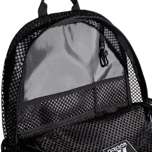 adidas Hermosa Mesh See-Through Backpack – Festival Concert Stadium Beach Bag, 29L, Black/White/2, OSFA - color: Black/White/2